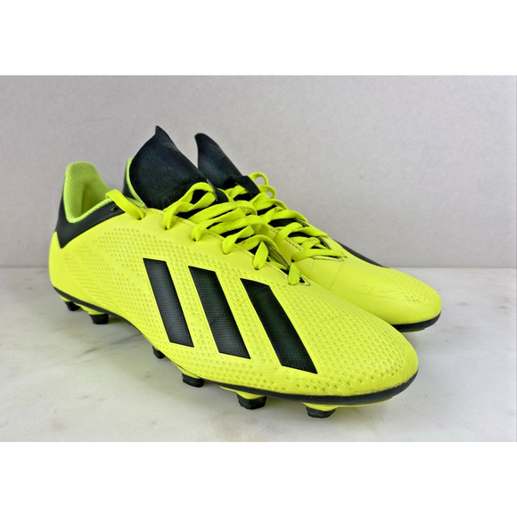 Adidas X Soccer Cleats Mens Size 8.5 Neon Yellow & Black CLI037001 3 Stripe FG - Picture 1 of 9